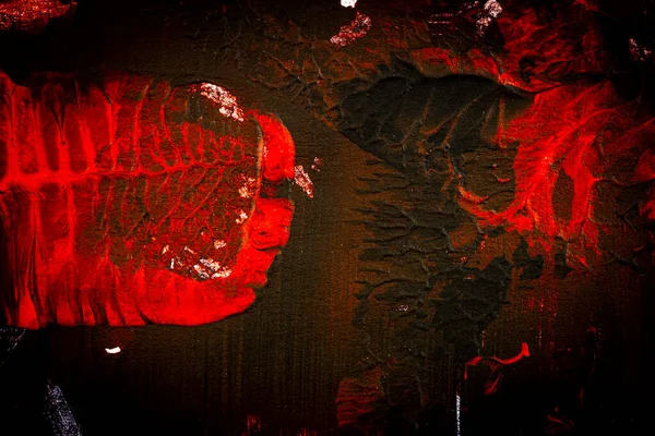 Preto Vermelho Pintado Mão Fundo Acrílico Grunge Textura Acrílica Com — Fotografia de Stock