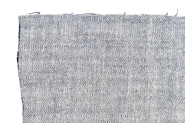 Pièce Tissu Jeans Bleu Isolé Sur Fond Blanc Bordures Rugueuses — Photo