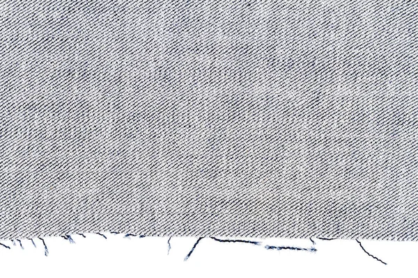 Pièce Tissu Jeans Bleu Isolé Sur Fond Blanc Bordures Rugueuses — Photo