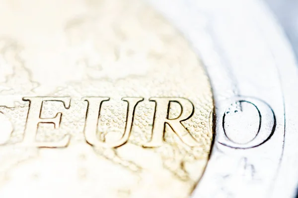 Zwei Euro Münze Makro Detail Mit Euro Wort Euro Münze — Stockfoto