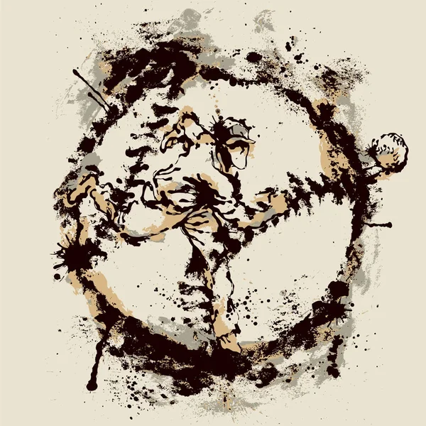 Baseball pitcher inside imprint of ball — Stock Vector