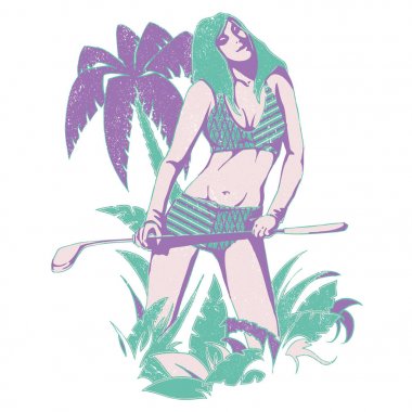 Golf kız çiçek arka planda