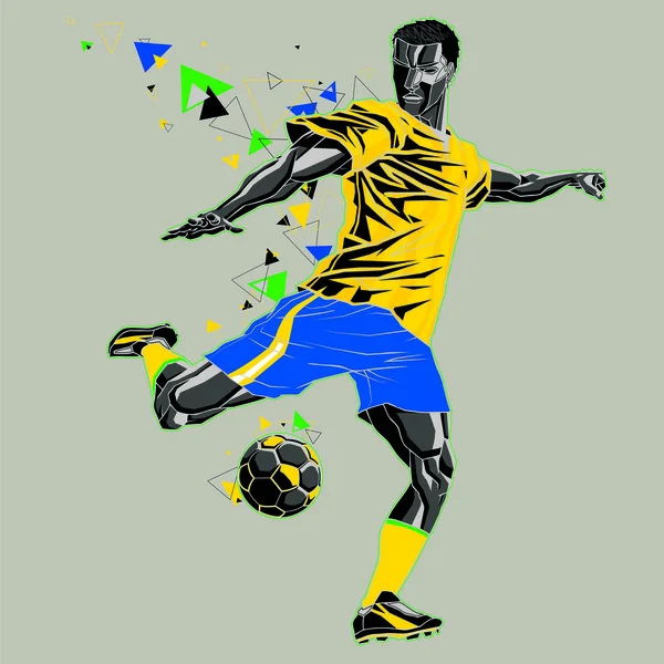 Fußballer mit grafischer Spur, blau-gelber Uniform — Stockvektor