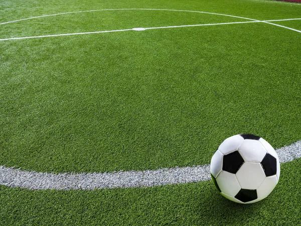 Soccer ball on the grass of a soccer field