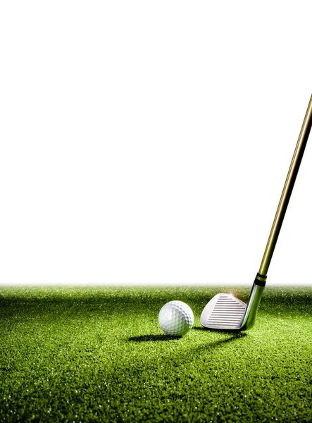 Immagine Verticale Con Mazza Golf Pallina Golf Sul Tappeto Erboso — Foto Stock