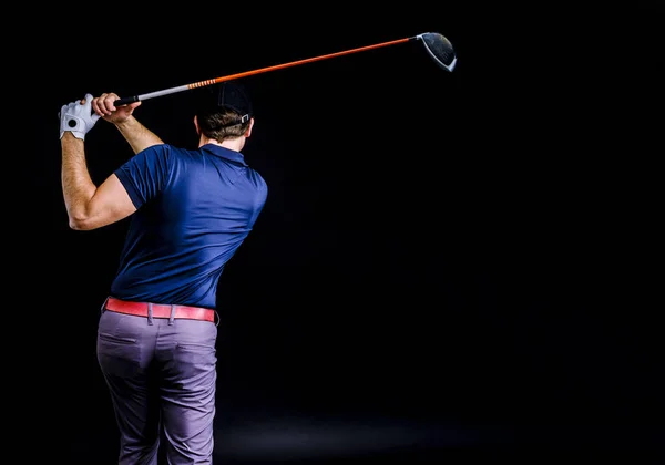 Primer Plano Jugador Golf Con Intención Perfeccionar Columpio Aislado Sobre —  Fotos de Stock