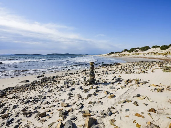 Stack Pebbles Stone Beach Porto Pino Sant Anna Arresi Sardinia — Stock Photo, Image