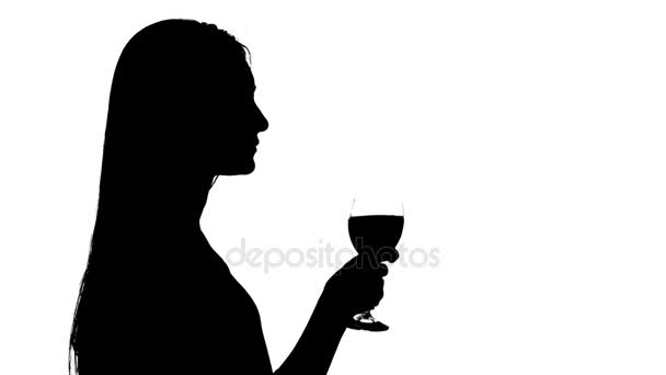 Woman drinking wine — Stock Video