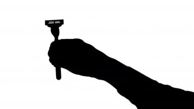 Bir ustura tutan erkek el