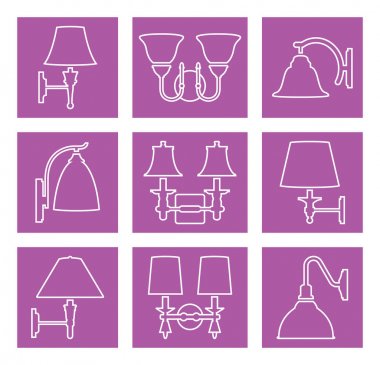 Duvar lamba vektör simge mor arka plan ayarla