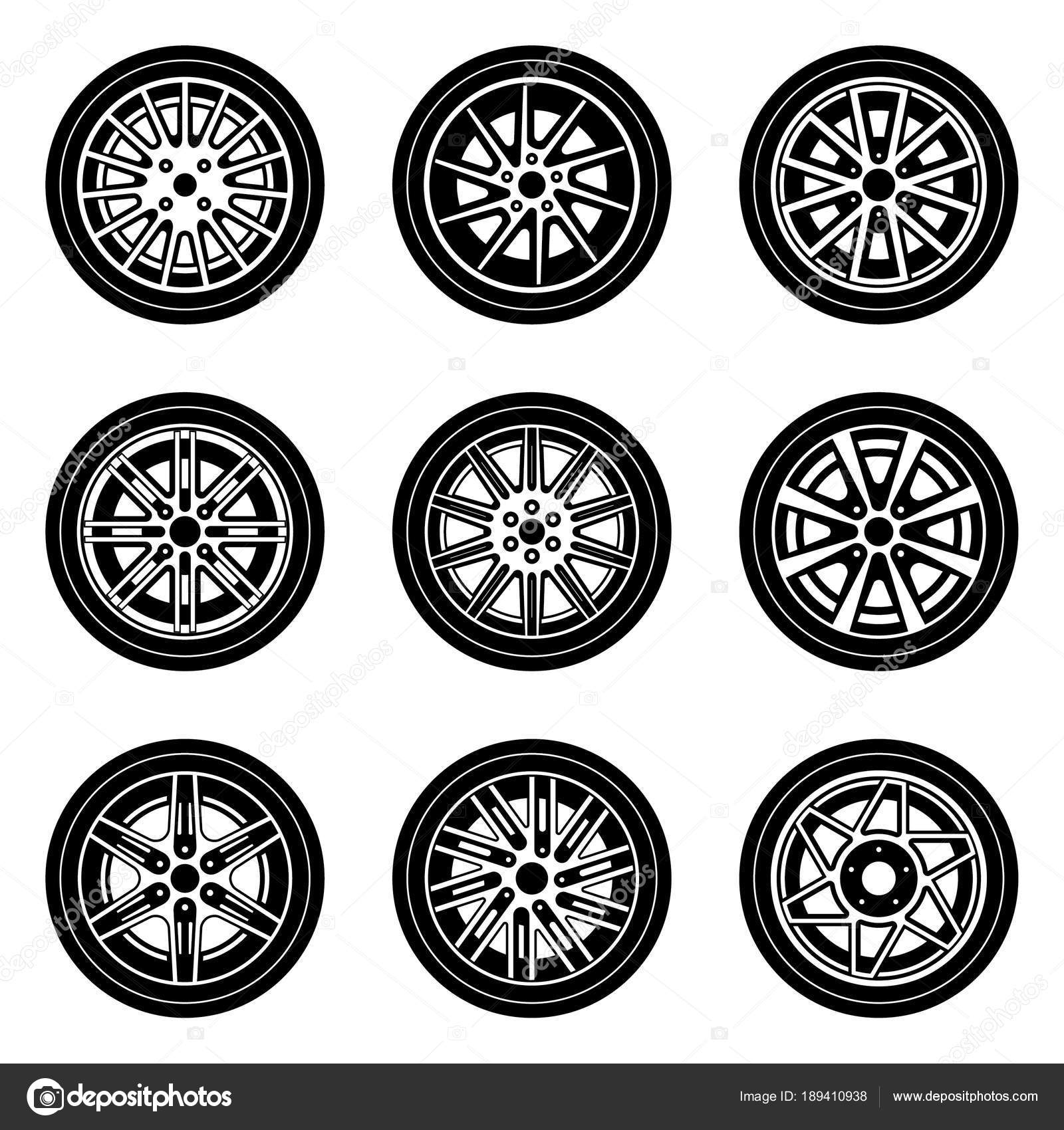 Set of various types of car wheel and rim Stock Vector Image by