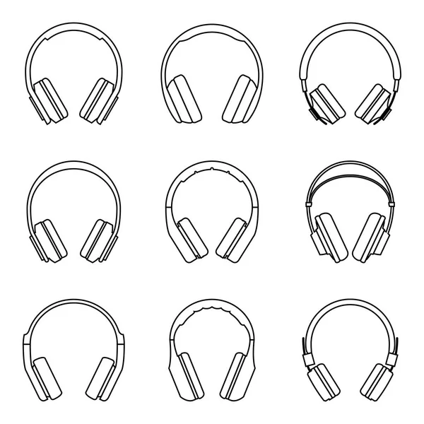 हेडफोन चिन्ह सेट. पातळ ओळ वेक्टर — स्टॉक व्हेक्टर