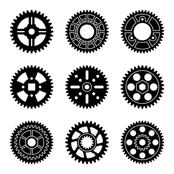 Set of different sizes of gear wheels — Stock Vector
