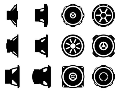 Speaker driver icons set. Car audio. Speaker component