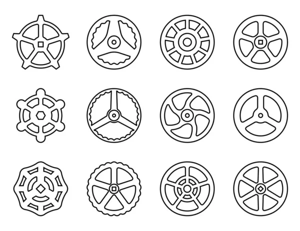 Juego de volante. Iconos planos. Línea delgada vector — Vector de stock