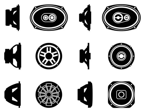 Verschiedene Arten von Lautsprecherchassis. Silhouettenvektor — Stockvektor