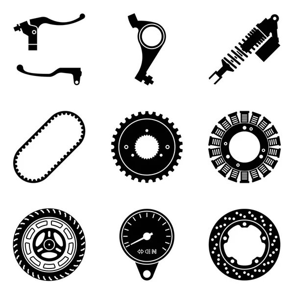 Conjunto de ícones de peças de motocicleta. Vetor plano —  Vetores de Stock