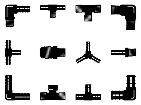 Acessórios Para Tubos Conjunto Ícones Ilustração Vetorial —  Vetores de Stock