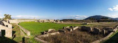 Lefkada kale Harabeleri panorama, Yunanistan
