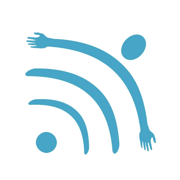 Isolated wi fi symbol with flying human figure — Stock Photo, Image