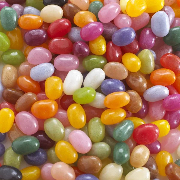 Närbild Mångfärgade Jelly Beans Godis Fullformat — Stockfoto