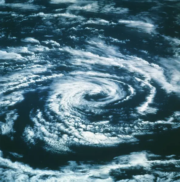 Satellite Image Spiral Circular Clouds — Stock Photo, Image
