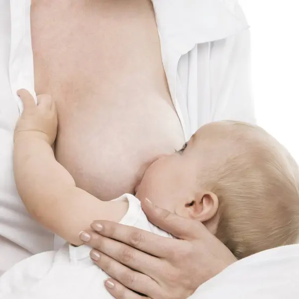 Close Mother Breastfeeding Infant Baby — Stock Photo, Image