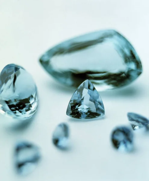 Close Transparent Blue Aquamarine Gems — Stock Photo, Image