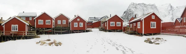 Traditionele Houten Hutten Visserij Dorp Van Noorwegen — Stockfoto