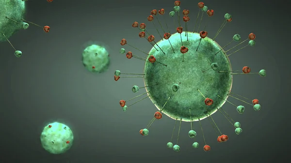 3D绿色病毒颗粒图解 — 图库照片
