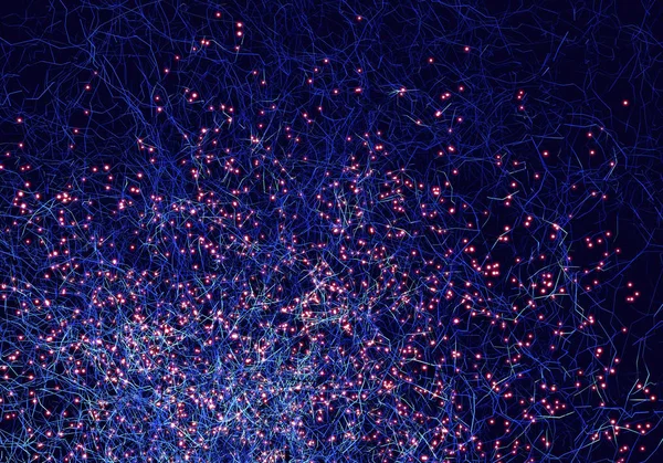 Комплексная Сеть Узлами Соединениями Фиолетовом Фоне Цифровая Иллюстрация — стоковое фото