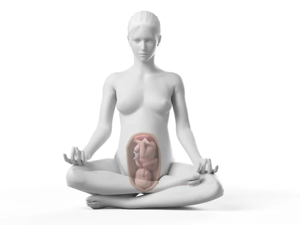 Medytacja Kobiety Ciąży Ilustracja Komputerowa — Zdjęcie stockowe
