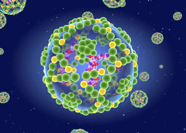Struktura Viru Enterovirus Rna Digitální Ilustrace — Stock fotografie