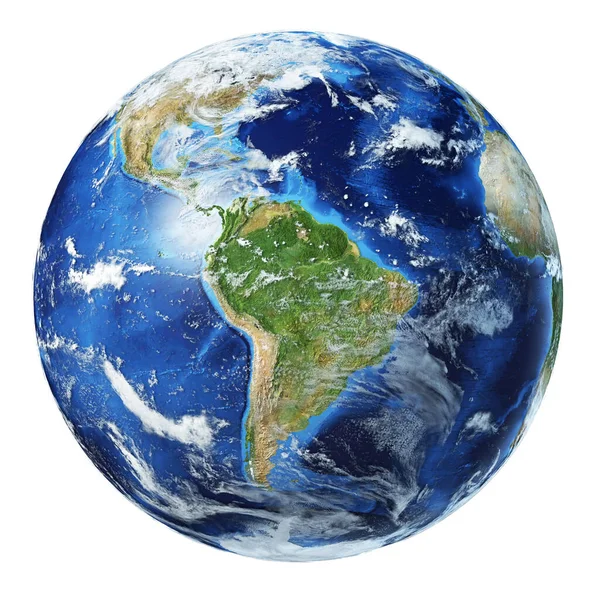 South America View Earth Globe Detailed Photorealistic Illustration — Stock Photo, Image