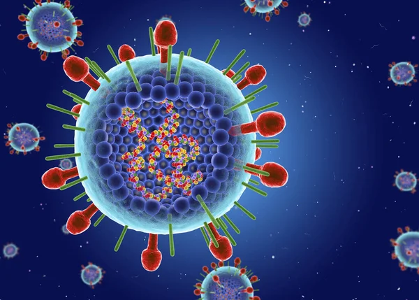 Illustrazione Digitale Della Struttura Interna Dell Rna Del Virus Respiratorio — Foto Stock