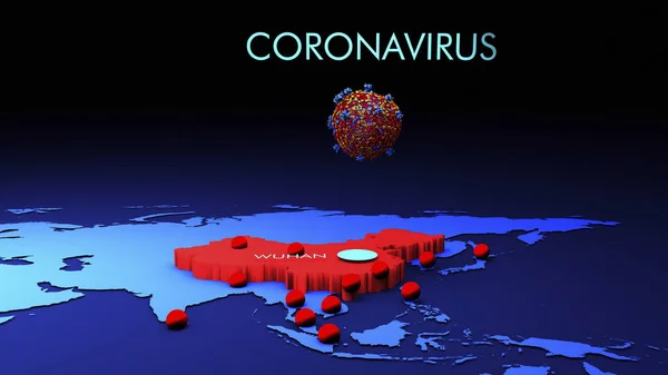 Propagación 2019 Cov Coronavirus Surgió Wuhan China Ilustración Digital Conceptual — Foto de Stock