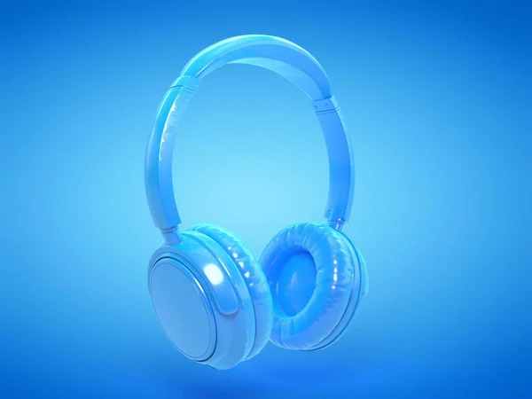 Niebieskie Słuchawki Ilustracja Komputera — Zdjęcie stockowe