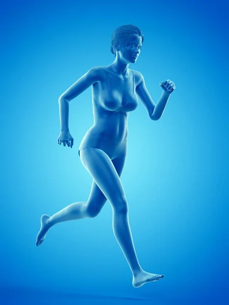 Woman Running Computer Illustration — Stock Photo, Image