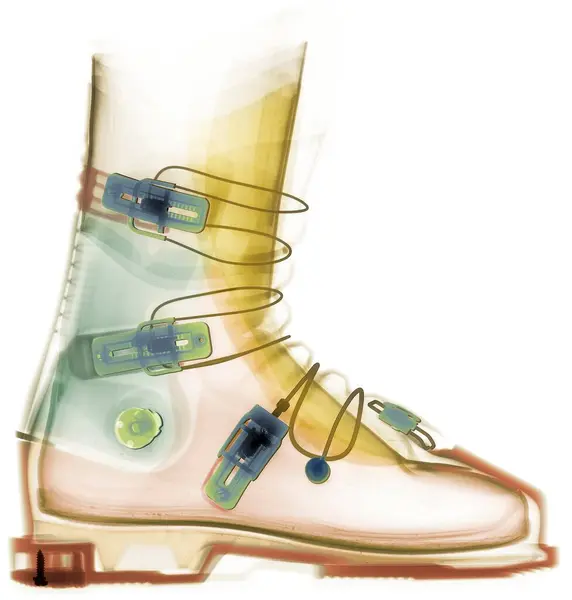 Ski Boot Coloured Ray — Stock Photo, Image