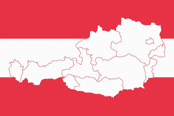 Vector εικονογράφηση του χάρτη σημαία Αυστρίας — Διανυσματικό Αρχείο