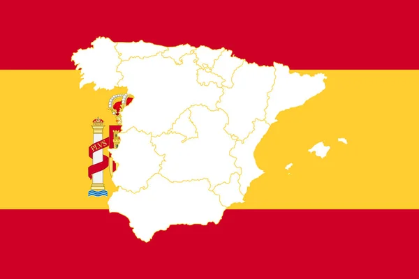 Mapa e Bandeira da Espanha — Vetor de Stock