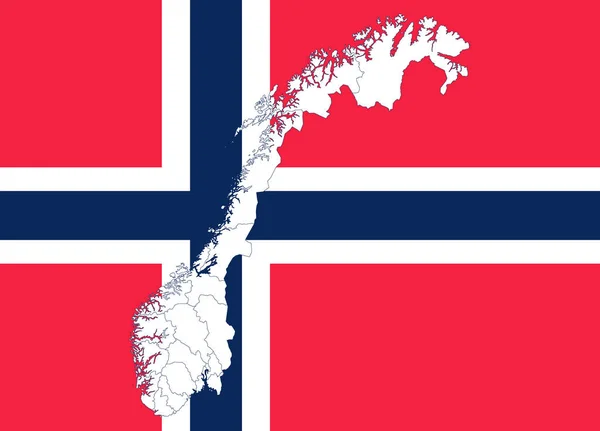 Χάρτης και σημαία της Νορβηγίας — Διανυσματικό Αρχείο