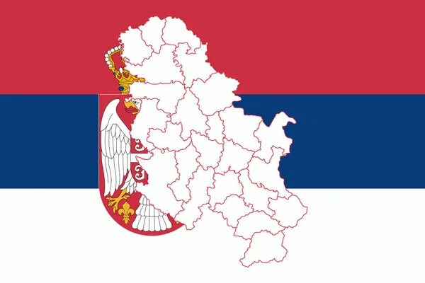 Karta och flaggan i Serbien — Stock vektor