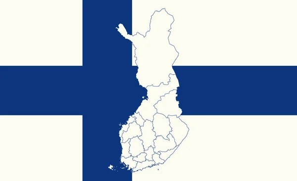 Karta och Finlands flagga — Stock vektor