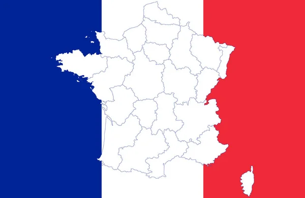 フランスの地図と旗 — ストックベクタ
