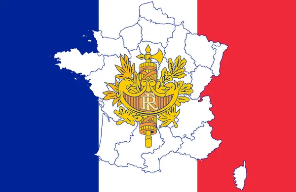 Fransa Haritası ve Bayrağı — Stok Vektör