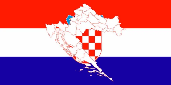 Mapa a vlajka Chorvatska — Stockový vektor