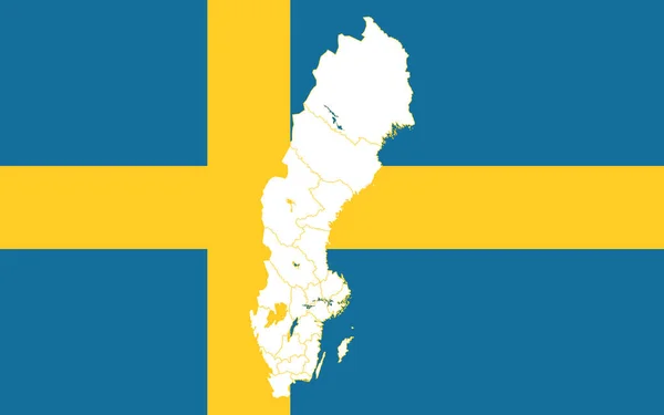 Mapa i bandera Szwecji — Wektor stockowy