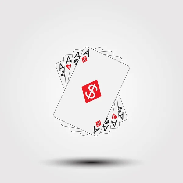 Illustrazione vettoriale Giocare a carte da poker. Mano vincente . — Vettoriale Stock