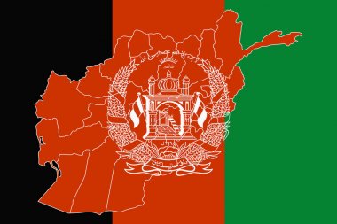 Map and flag of Afghanistan clipart